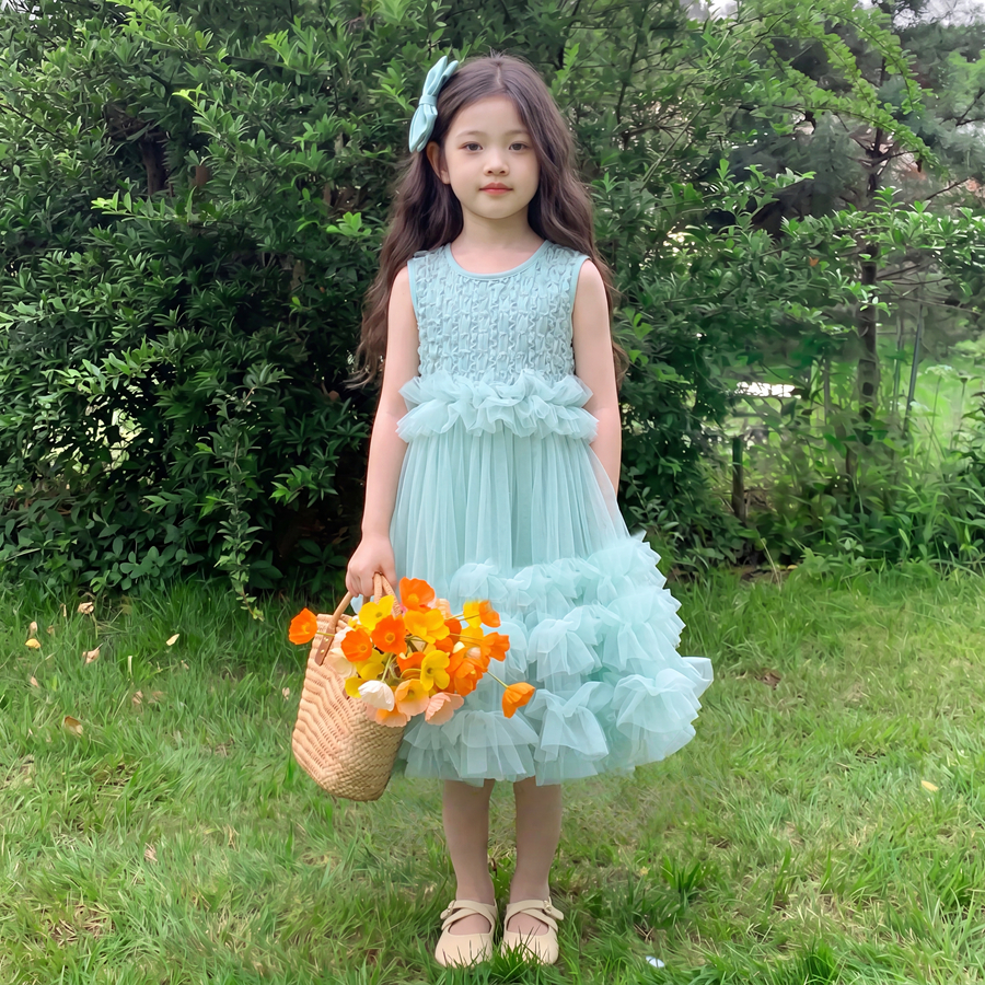 PRINCESS KESLI PRINCESS KESLI ชุดเดรสเด็กผู้หญิง เดรสแขนกุด ชุดราตรีเด็กหญิง โบว์ สไตล์น่ารัก านุ่มใสสบายฯ 2-12 ปี รูปที่ 5