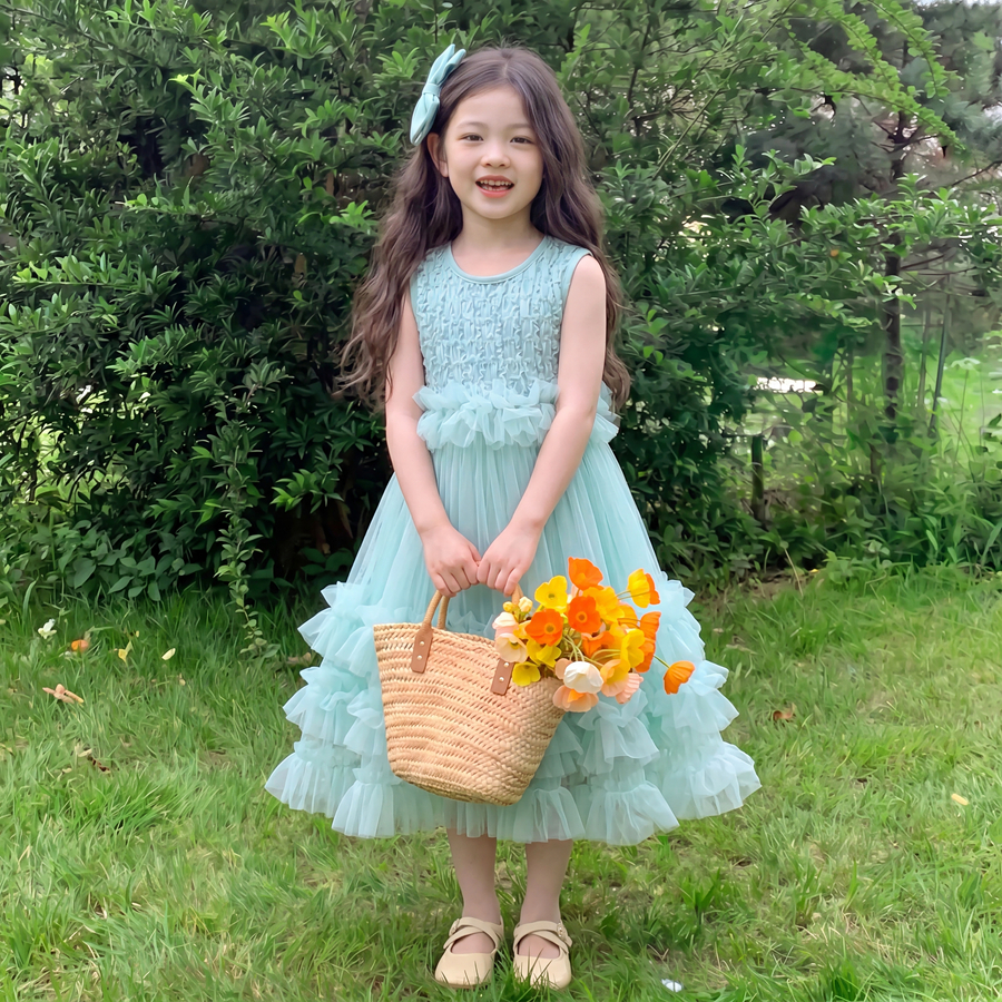PRINCESS KESLI PRINCESS KESLI ชุดเดรสเด็กผู้หญิง เดรสแขนกุด ชุดราตรีเด็กหญิง โบว์ สไตล์น่ารัก านุ่มใสสบายฯ 2-12 ปี รูปที่ 4