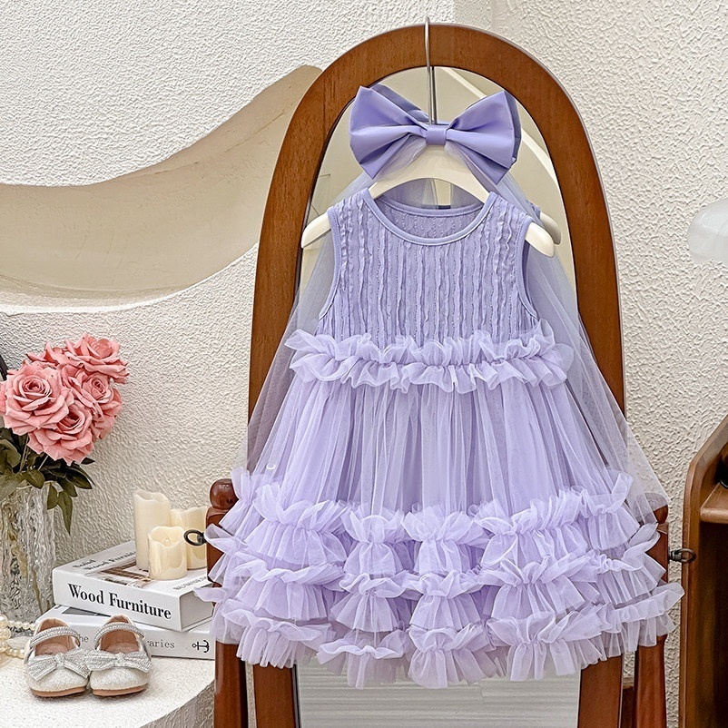 PRINCESS KESLI PRINCESS KESLI ชุดเดรสเด็กผู้หญิง เดรสแขนกุด ชุดราตรีเด็กหญิง โบว์ สไตล์น่ารัก านุ่มใสสบายฯ 2-12 ปี รูปที่ 7