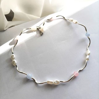 🎀สร้อยคอลูกปัดพาสเทล ไข่มุก สไตล์เกาหลี Minimal Y2K Handmade Necklace ✨