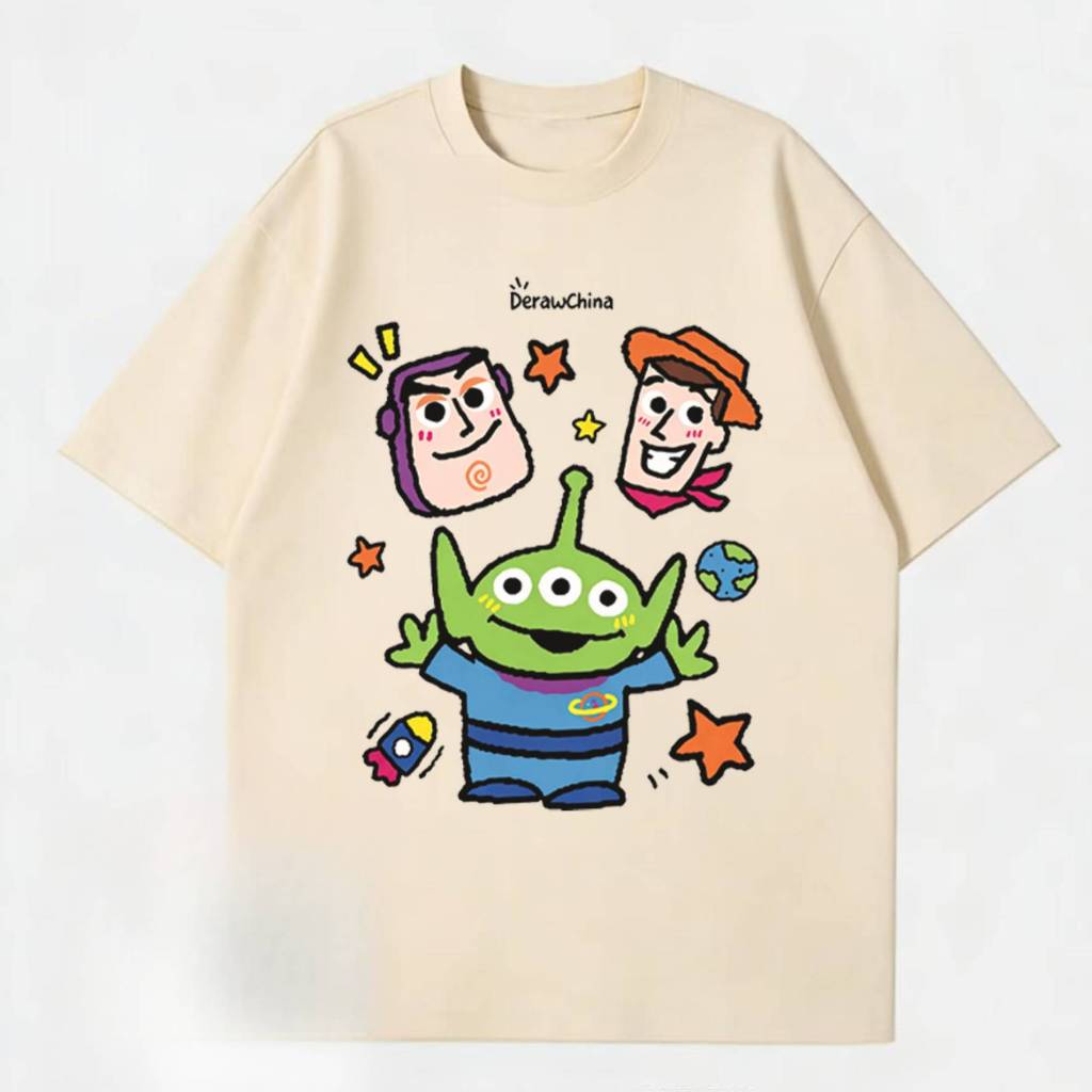 100%เสื้อยืดคอกลมผ้าฝ้ายบริสุทธิ์ ลายตัวเอเลี่ยนToy Story วินเทจน่ารัก ยอดนิยมทุกวัย S-5XL