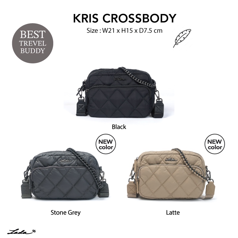 NEW COLOR  Lada กระเป๋าสะพายข้าง รุ่น Kris Crossbody 3 สี ถอดสายได้ เบานุ่มมือ ใส่โทรศัพท์ได้ กระเป๋