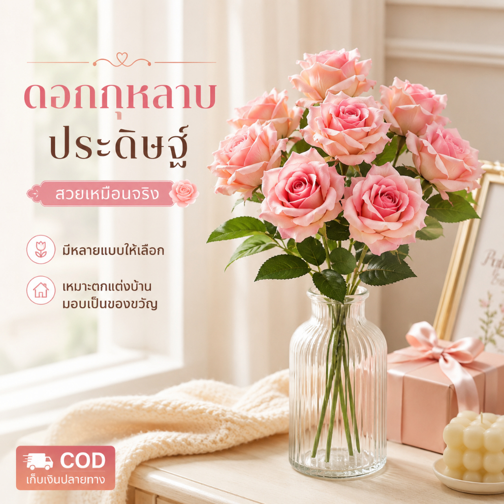 🌸 ดอกไม้ประดิษฐ์ กุหลาบ โบตั๋น ไฮเดรนเยีย ช่อใหญ่ สวยเหมือนจริง สำหรับงานแต่ง ตกแต่งบ้าน ปาร์ตี้ พร้อมส่ง