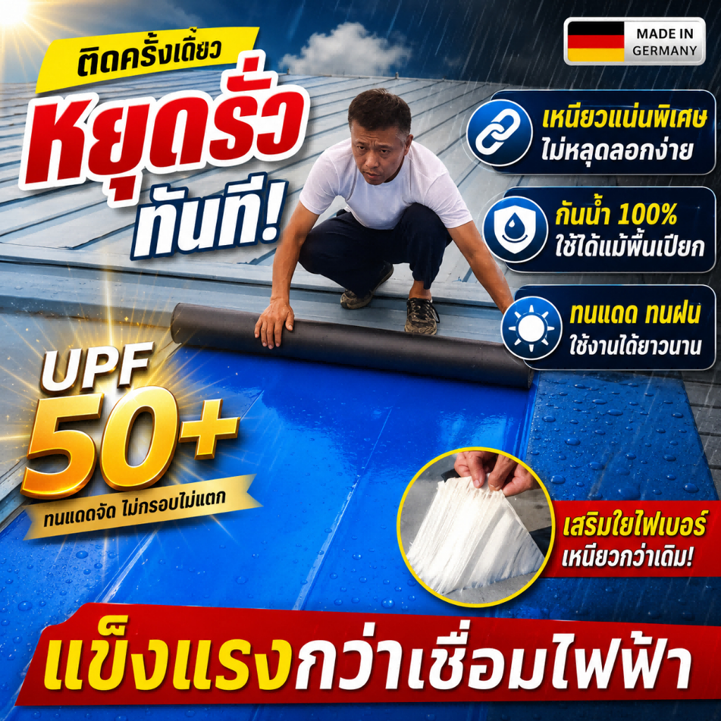 PVC แผ่นกันซึม 10m กันน้ำกันร้อน2in1 ฉนวนกันความร้อน มีกาวในตัวติดตั้งง่าย เหมาะโรงงานพื้ที่ขนาดใหญ่ กาวกันซึม