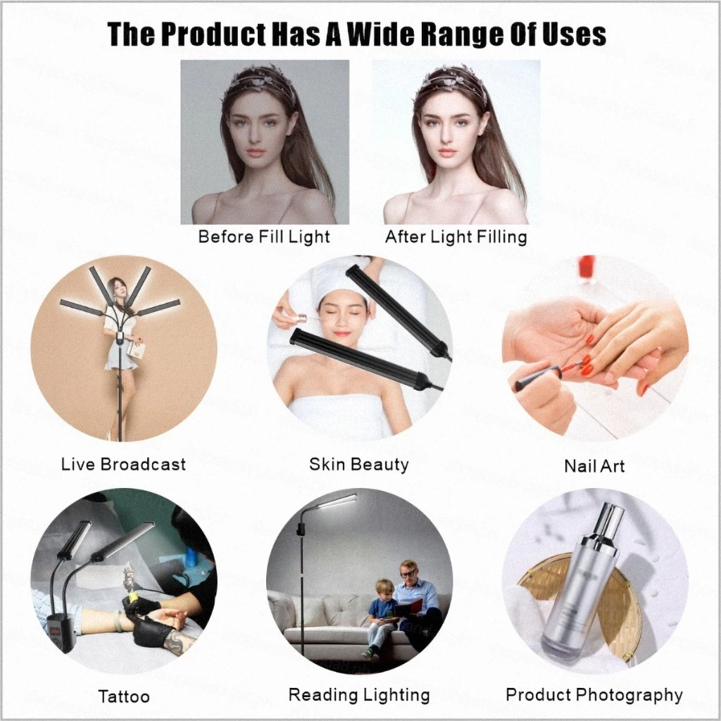 LED Makeup Light Live Streaming 2/4/6 Arm Photography Lamp thumbnail 6