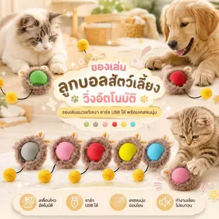 Boqi Factory 😻🐶 ของเล่นสัตว์เลี้ยง ลูกบอลวิ่งอัตโนมัติ ชาร์จ USB พร้อมเคสขนนุ่ม Playball4