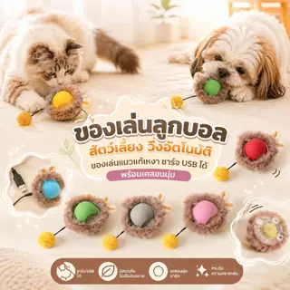 Boqi Factory 😻🐶 ของเล่นสัตว์เลี้ยง ลูกบอลวิ่งอัตโนมัติ ชาร์จ USB พร้อมเคสขนนุ่ม Playball4