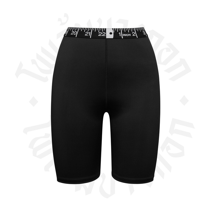 กางเกงขาสั้นทรงเอวสูงลายสายวัด - Biker Shorts