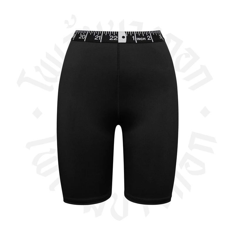 กางเกงขาสั้นทรงเอวสูงลายสายวัด - Biker Shorts