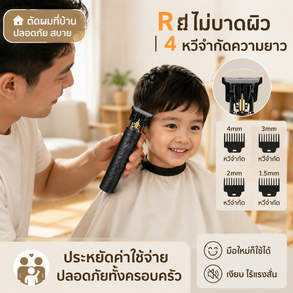 【พร้อมส่ง】ปัตตาเลี่ยนตัดผมไฟฟ้า ปัตตาเลี่ยนชาร์จ แบบชาร์จusb สไตล์วินเทจ
