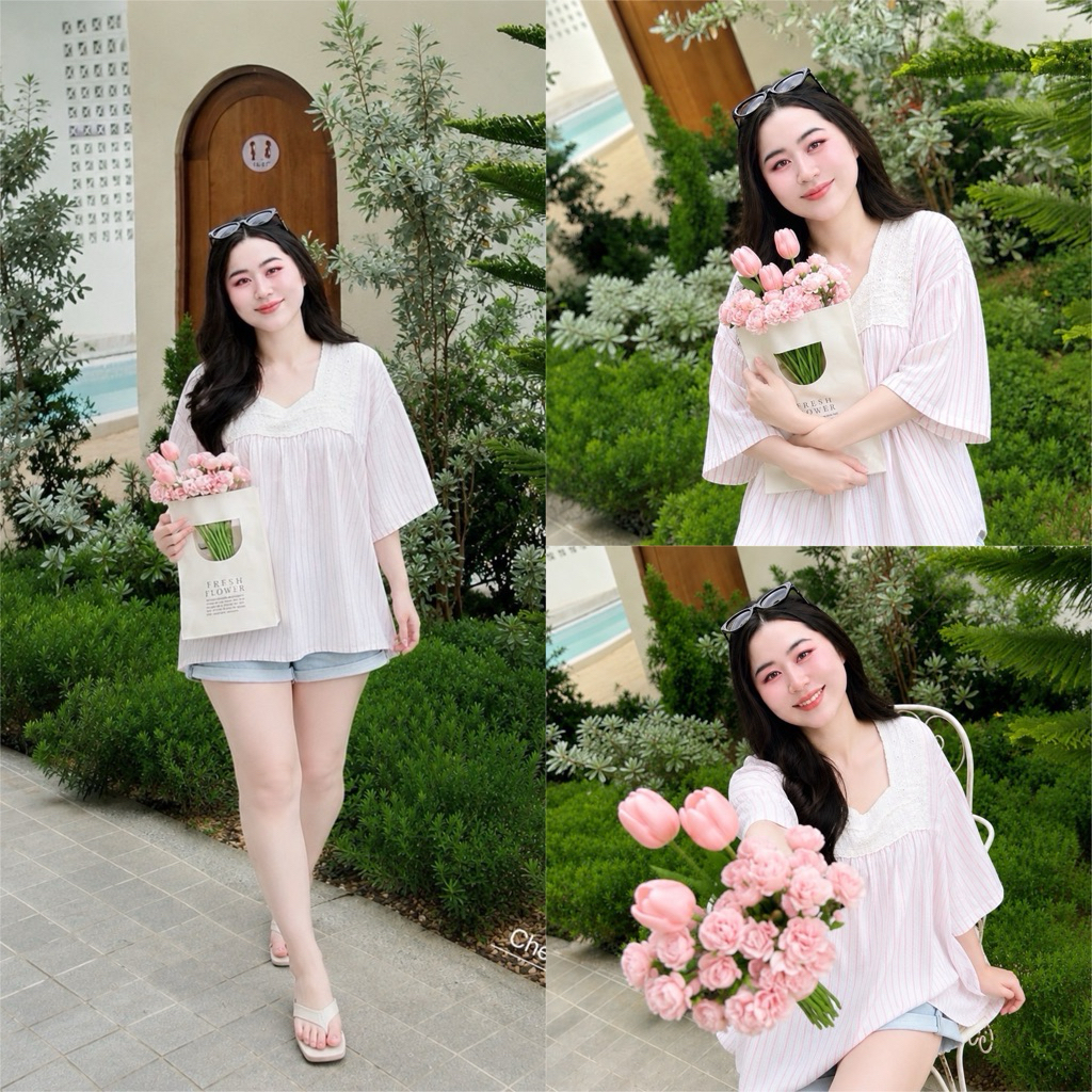 เสื้อแฟชั่นเกาหลีคอเหลี่ยมBigsize52”