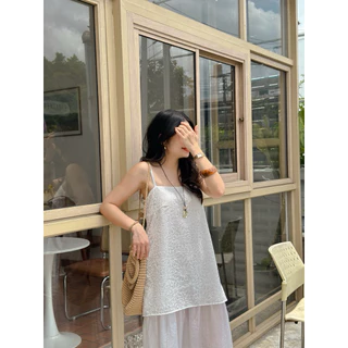 Leemin Dress เดรสสายเดี่ยวผ้าลูกไม้ชีฟอง : everydaylookk store