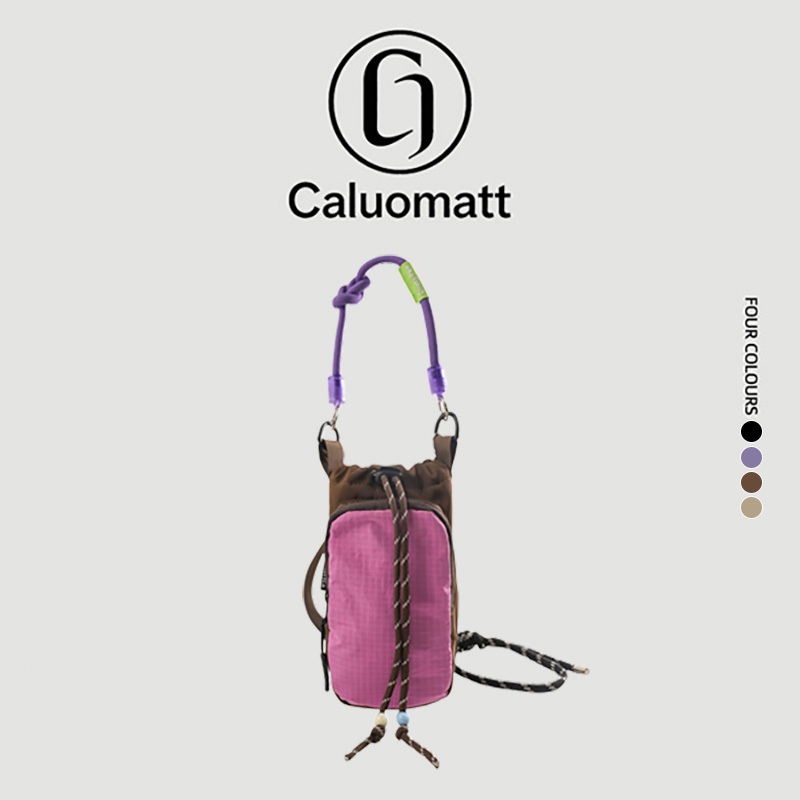【Caluomatt.TH】กระเป๋าสะพายข้างขนาดเล็ก ลายตาราง สายคล้องสายรัดสีสันสดใส พกพาง่าย ใส่ขวดน้ำ กระเป๋ามือถือได้