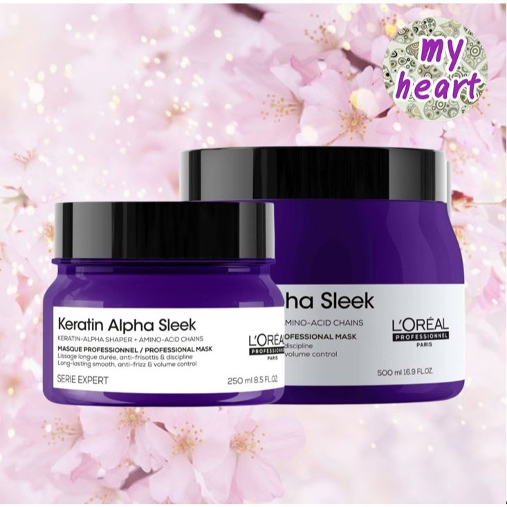 Loreal Keratin Alpha Sleek Mask 250/500 ml มาส์กบำรุงผมเข้มข้นที่ช่วยเปลี่ยนผมชี้ฟู ผมจัดทรงยาก หรือผมทำสีให้กลับมานุ่ม