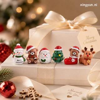โมเดลจิ๋วเมอรี่คริสมาสจำนวน6ตัวตกแต่ง สะสม วางโชว์ วัสดุเรซิ่น ของตกแต่งคริสมาสต์ แถมกาวติด โมเดลฟิกเกอร์WY-0108