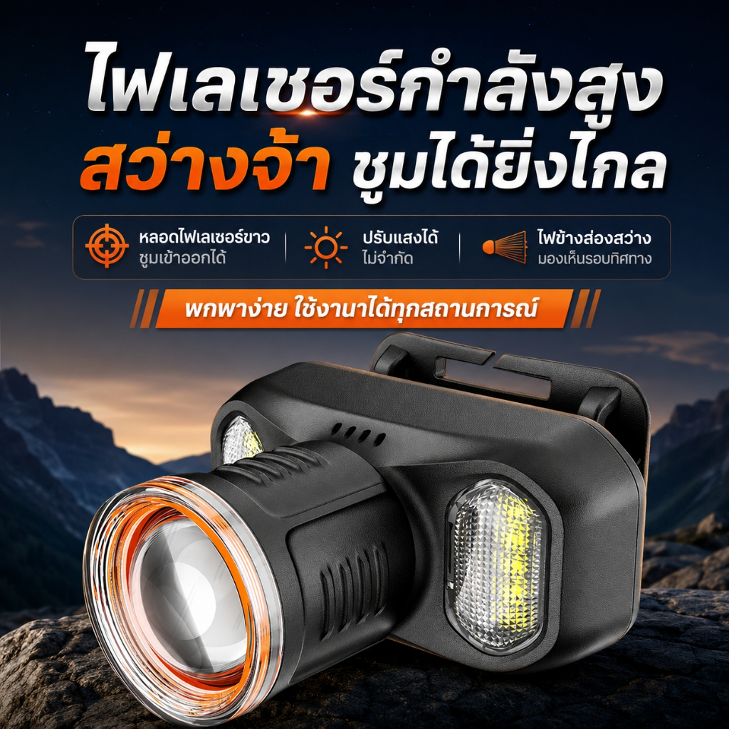 ไฟฉายคาดหัว KM-2925 LED สว่างจ้า กันน้ำ ชาร์จไฟได้ ไฟกรีดยาง ไฟตกปลา ไฟปีนเขา ใช้งานกลางแจ้ง