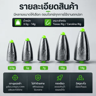 พร้อมส่งภายใน48ชั่วโมง ตะกั่วถ่วงน้ำหนักทรงจรวดหน้าดิน แพคละ20ชิ้น น้ำหนัก3.5-14กรัม อุปกรณ์ตกปลา สำหรับตกทะเล ตกทะเลสาบ