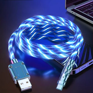 LED Glow Flowing Charger USB Cable Type C ไทป์ซี / Micro Android แอนดรอยด์ /ไอโฟม Charging Cables Fast Charge Wire Cord-