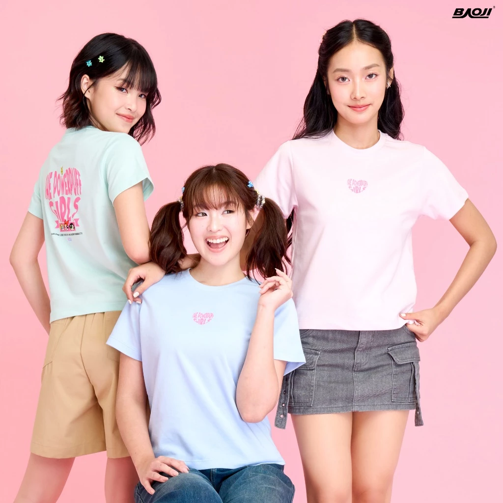 BAOJI บาโอจิ The Powerpuff Girls เสื้อยืด Baby Tees ผ้า Dry Tech แห้งไว ระบายอากาศดี มีทั้งหมด 4 ลาย