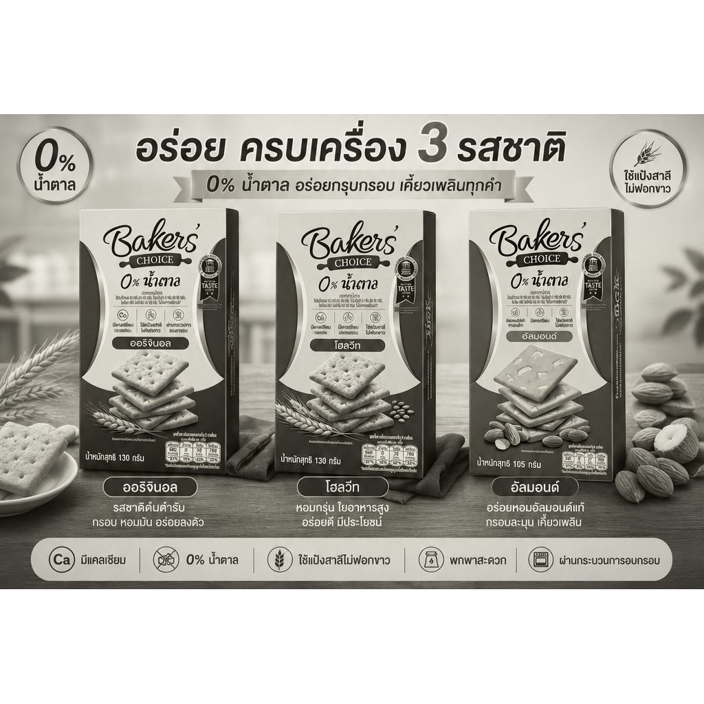 🤎💙💚 Baker's Choice 0% น้ำตาล 3 รสชาติ 💚💙🤎