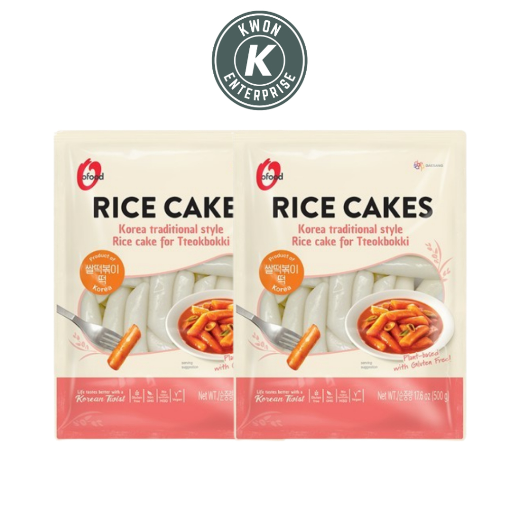 O'FOOD Korea Style Rice Cake for Tteokbokki 500 g เค้กข้าวเกาหลีแบบแท่ง สำหรับทำต็อกบกกี (เส้นต๊อกปกกิเกาหลี) ตรา โอฟู้ด