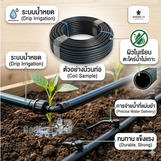 ปลาวาฬ ท่อ LDPE ท่อ PE ท่อน้ำเกษตร PN3 ความยาว 200 เมตรต่อม้วน มีขนาด 16มม. 20มม. และ 25มม.
