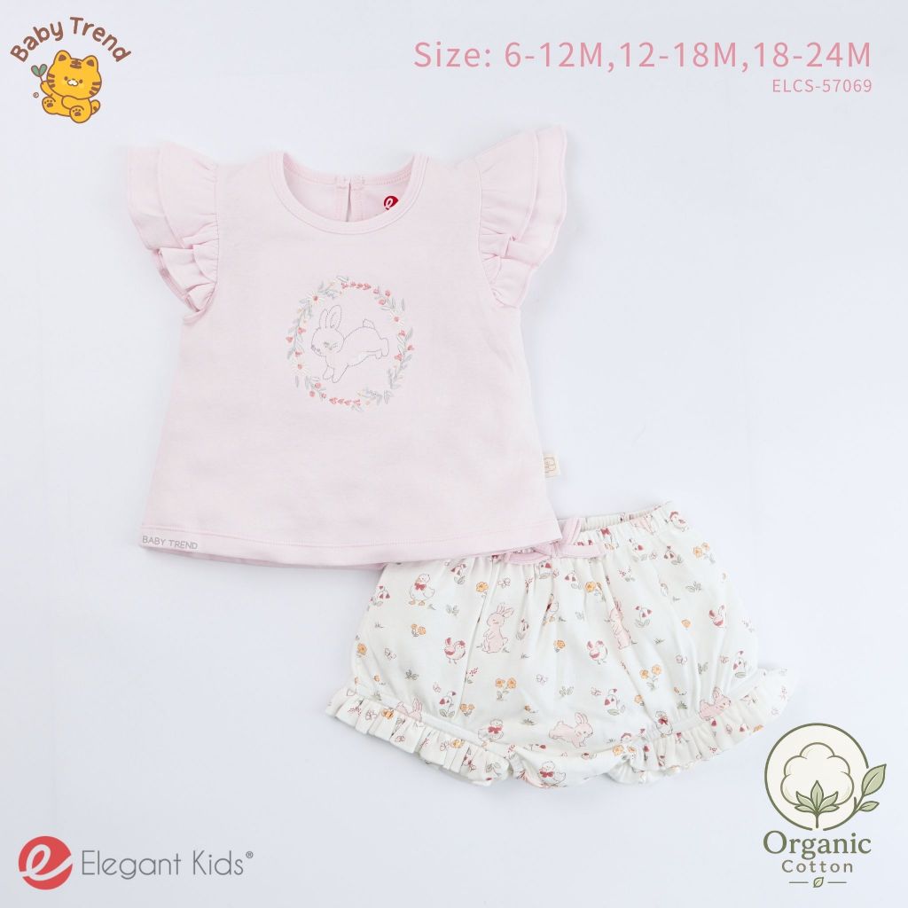 Elegant Kids ชุดลูกสาว 6-24 เดือน เสื้อแขนระบาย+กางเกงระบาย Organic Floral Collection | Baby trend