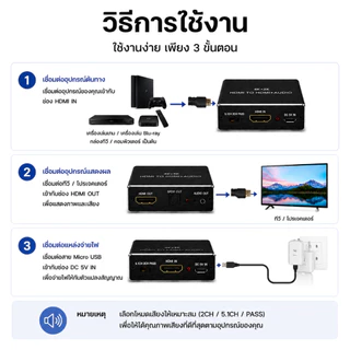 Upliftish ตัวแยกสัญญาณเสียง HDMI HDTV Audio Extractor Stereo Converter ออปติคัล และอะแดปเตอร์แยกเสียง AUX3.5mm