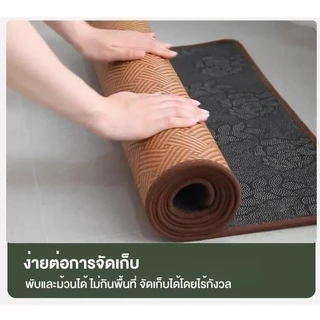 พรมห้องนอน เสื่อเย็น เสื่อไม้ไผ่ 180X200CM เสื่อหวายธรรมชาติ กันลื่น เย็นสบาย นอนสบาย ระบายอากาศดี พับเก็บง่าย COD