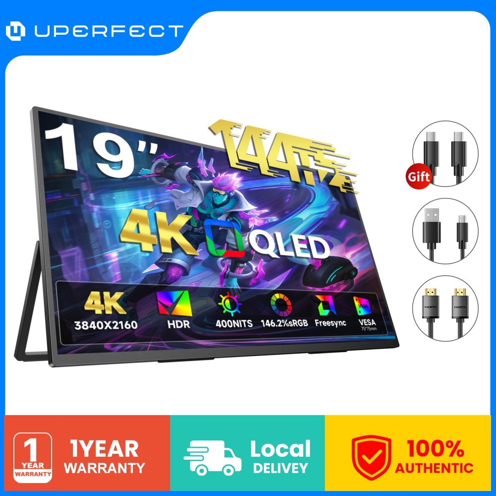 UPERFECT 19inch 4K 144HZ 100%DCI-P3 Computer monitorจอพกพา ขยายจอแล็ปท็อป3840*2160 Portable Monitor