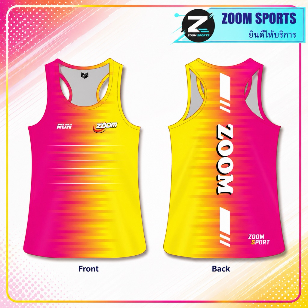 เสื้อกล้ามวิ่งมาราธอน แบนด์ ZOOM SPORTS ไล่เฉดสี เสื้อกล้ามวิ่งทรง pro elite