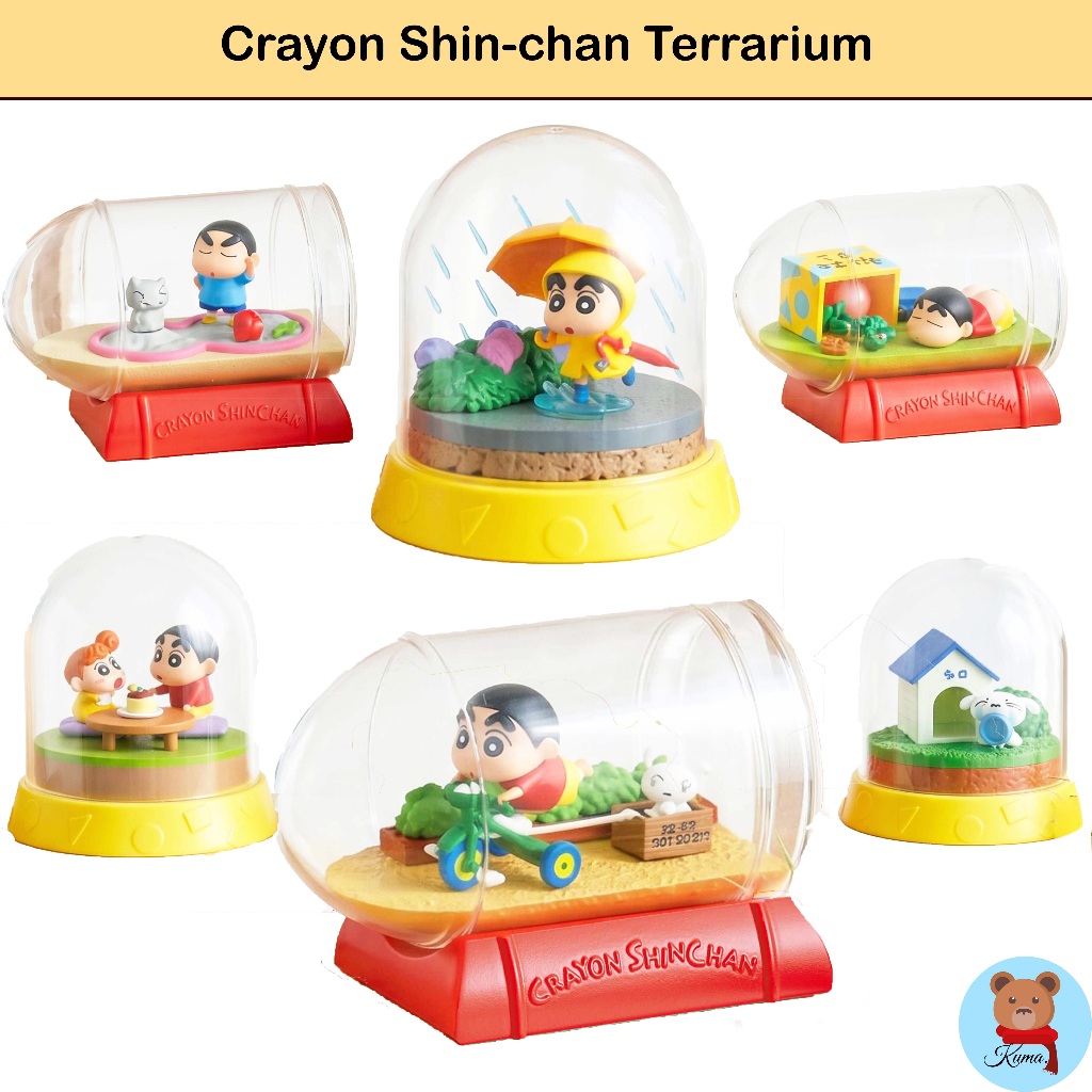 ✅ Re-ment Crayon Shin-chan terrarium Everyday fun! Shokugan Shinnosuke Shiro Sunflower Full 6 types 🇯🇵รีเม้นท์ ชินจัง