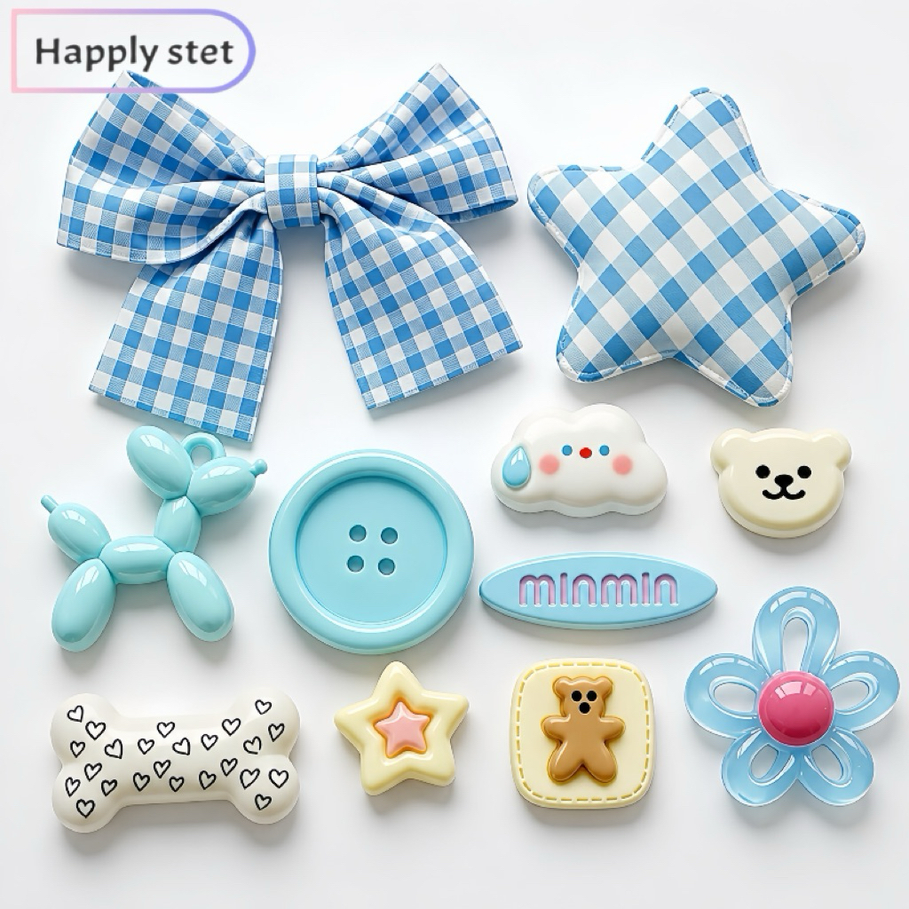 Happystep 11ชิ้น/เซ็ต G7โบว์ฟ้า*เฉพาะตัวติด(พร้อมส่ง) จิ๊บบิท ตัวติดรองเท้า ชุดตกแต่งรองเท้า ลายการ์ตูนน่ารักๆ