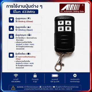 รีโมท 433mhz กันน้ำ ทนทาน ใช้ดี PEAK,Ai-B7,BSM,ALBANO-B7