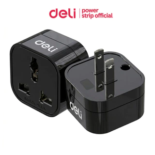Deli ปลั๊กแปลง ปลั๊กแปลงขาสากล อแดปเตอร์ขาแบน หัวแปลงปลั๊ก กำลังไฟ 10A 2500W US Universal Adapter