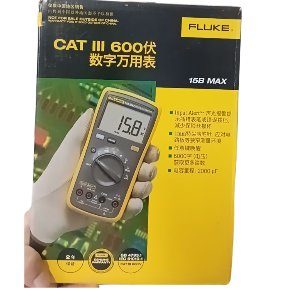 Fluke 15B MAX FLUKE 15B MAX ดิจิตอลมัลติมิเตอร์ มิเตอร์วัดไฟอัจฉริยะ ป้องกันการเสียบสายผิดด้วย Input