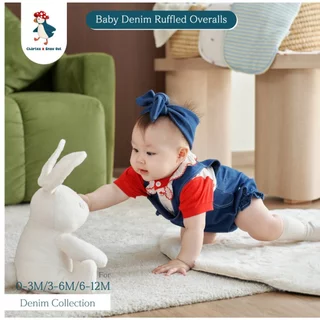 (ส่งด่วน) Charles x Snow Owl ชุดเอี๊ยมยีนส์ Denim Overalls (0-12m)