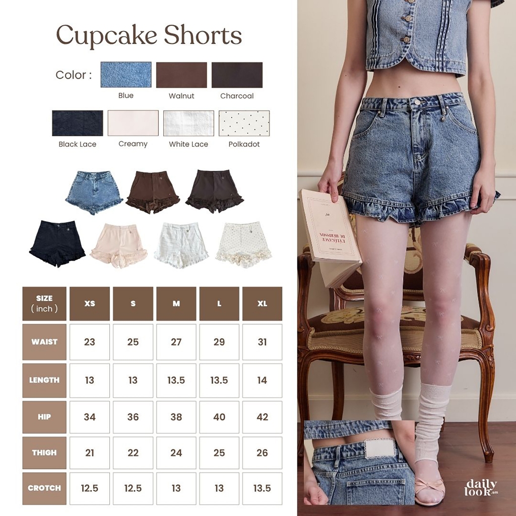 DAILYLOOK.SM --- Cupcake shorts กางเกงขาสั้นแต่งระบายที่ขอบกางเกง