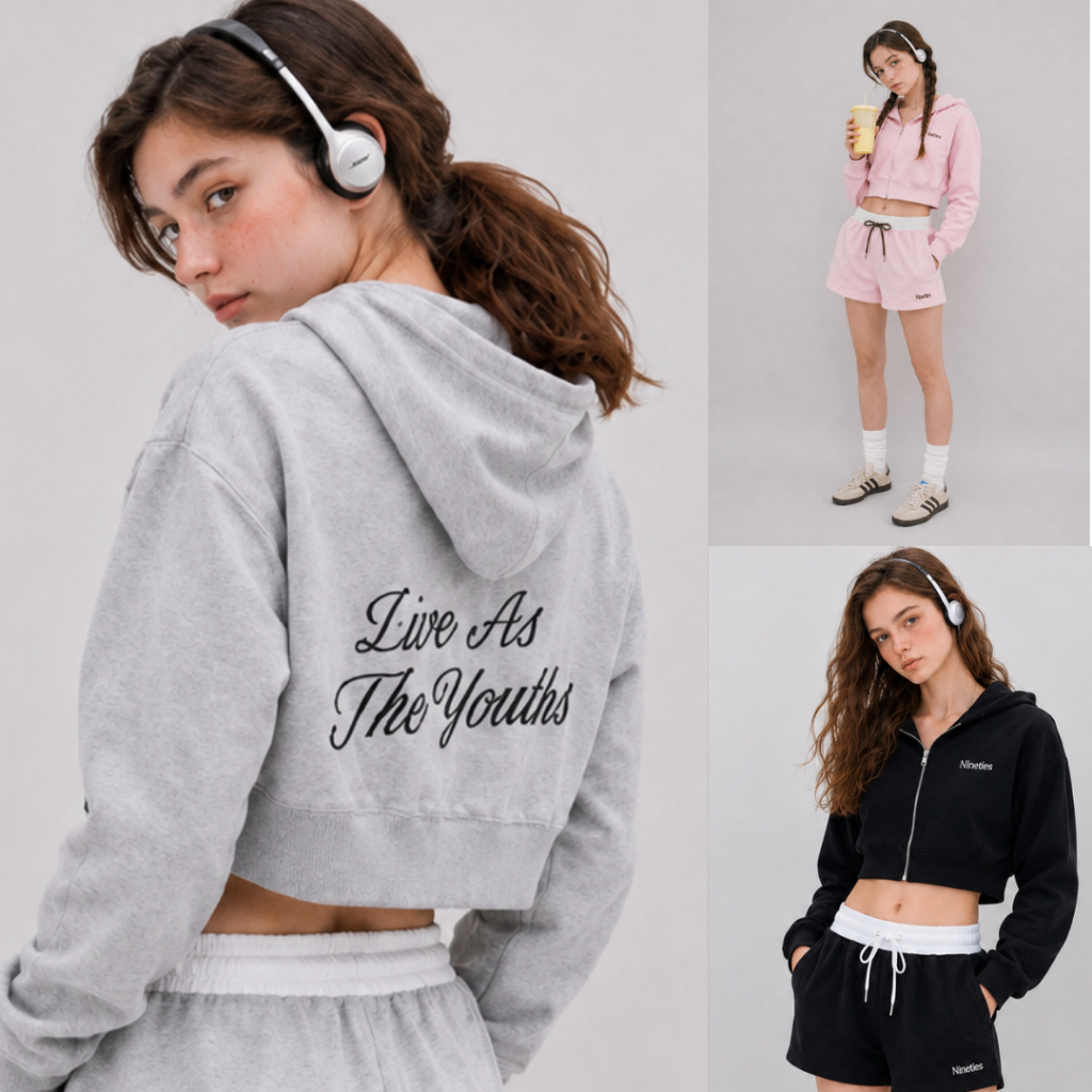Nineties Design : Basic Sweater เสื้อสเวตเตอร์ ทรงครอป รุ่น Sporty