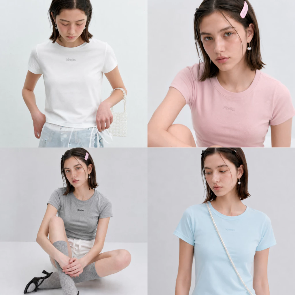 ‼️Exclusive at Online‼️( S / M / L) : Basic เสื้อยืดครอปแขนสั้นทรงสลิม รุ่น Mochi