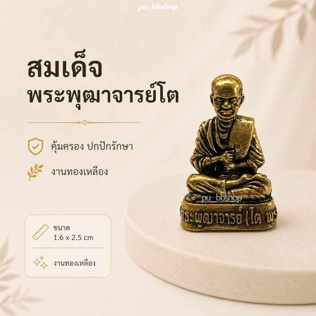สมเด็จพระพุฒาจารย์โต สมเด็จโต งานทองเหลือง ขนาด 1.6*2.5 cm.