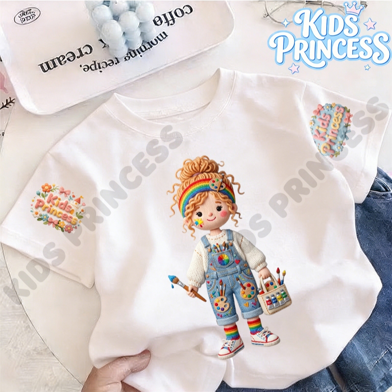 COD (จัดส่งตลอด 24 ชั่วโมง)KIDS PRINCESS เสื้อยืดคอกลมสำหรับเด็ก ดีไซน์สไตล์เกาหลี พิมพ์ลายไดโนเสาร์ เสื้อผ้าแฟชั่นเด็ก