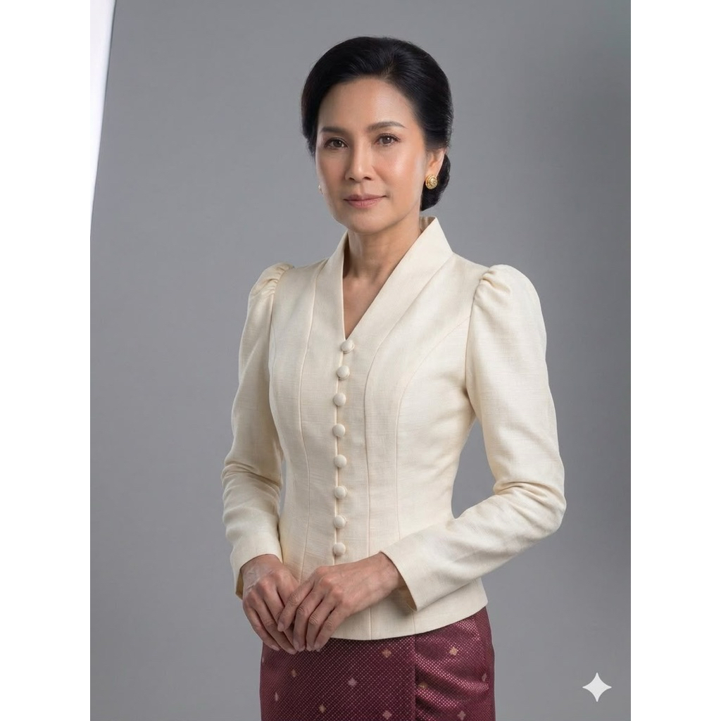 ผ้าฝ้ายไทย ใส่ไปทำบุญ ติกาวแล้ว พร้อมส่ง