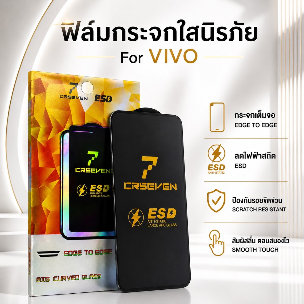 JC168 (036) ฟิล์มกระจกเต็มจอขอบดำ 3Dส่วนโค้งขนาดใหญ่ สำหรับVIVO V23E/V21
