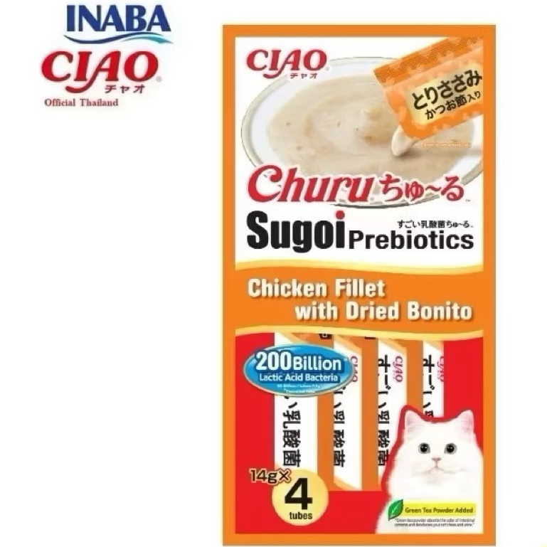 CIAO Sugoi Churu ขนมแมวเลีย พลัส พรีไบโอติกส์ 14 g x 4 ซอง