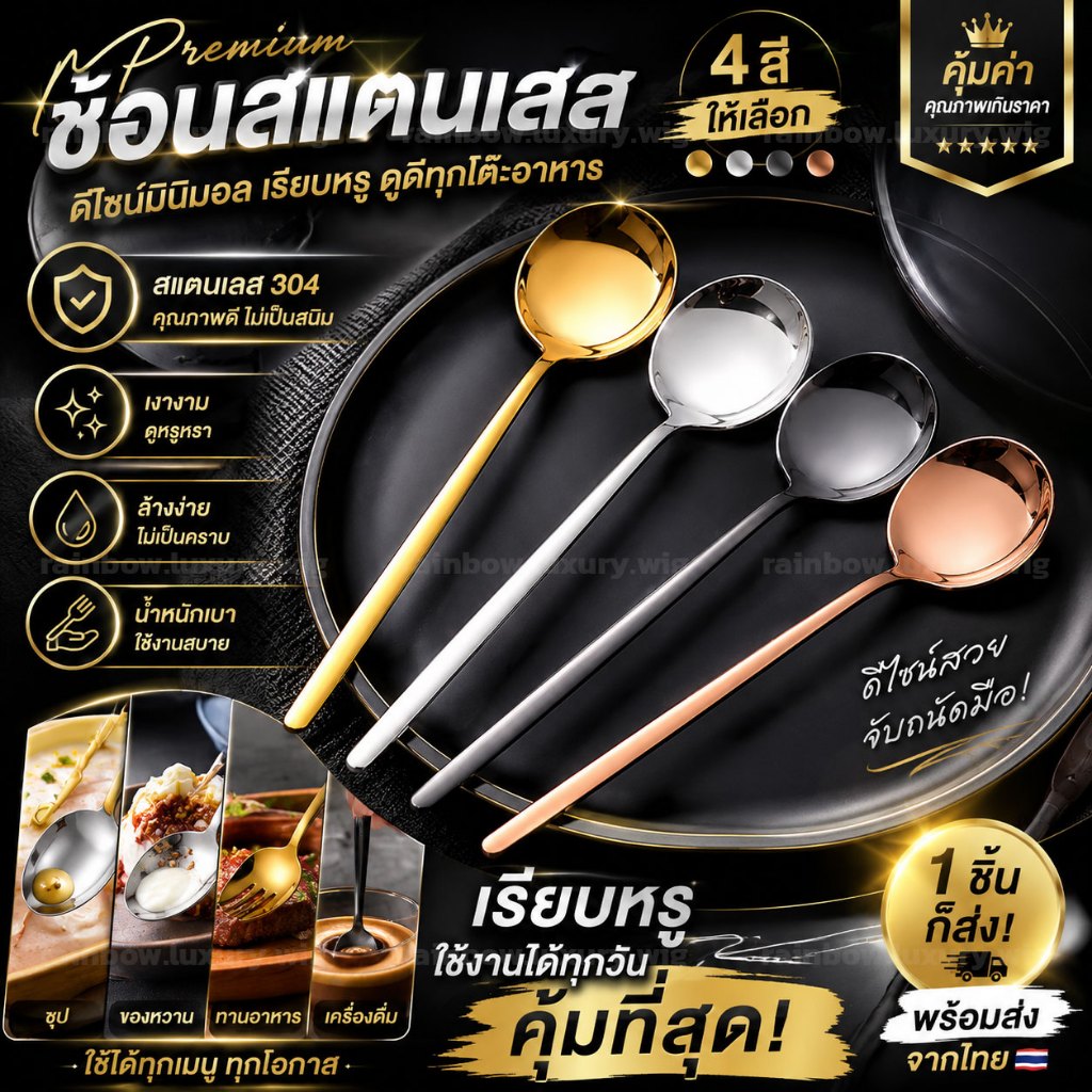 【สแตนเลส】ช้อนซุปเกาหลี ส้อม มีดด้ามยาว มีทั้งแบบเดี่ยวและแบบชุด ใช้ได้ทุกเมนูทุกโอกาส