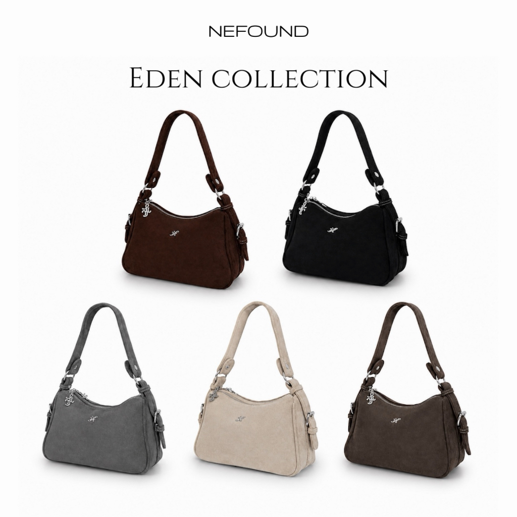 NF26056 NEFOUND กระเป๋าโฮโบ 2 ซิป รุ่น Eden bag หนังกลับ Premium