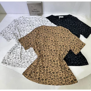 M2199 เสื้อยืดคอกลมแขนสั้นลายเสือดาว ไอเทมสุดฮิตไม่มีเอาท์ ลุคนี้คือต๊าชมากกก