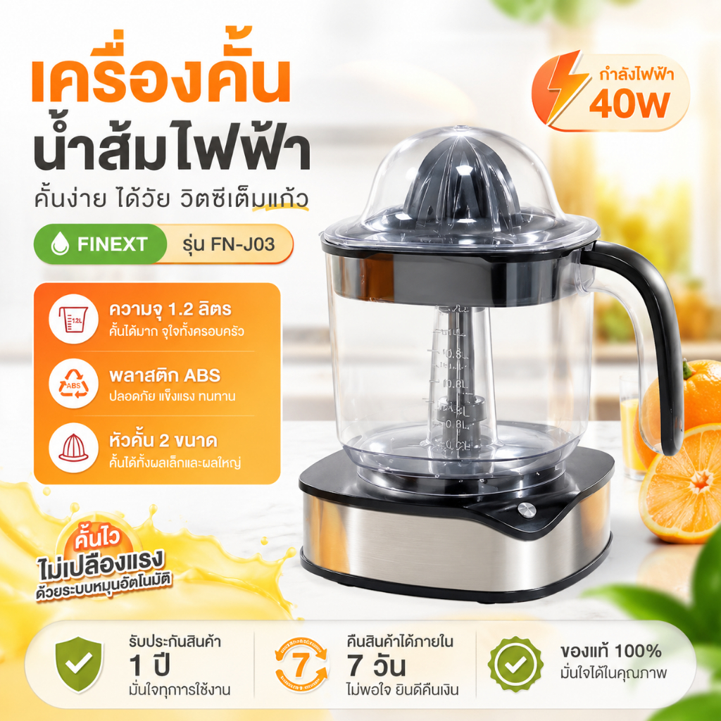 เครื่องคั้นน้ำผลไม้แยกกาก ที่คั้นน้ำส้มไฟฟ้า น้ำมะนาว ถอดออกได้ ล้างง่าย แบบพกพา Fruit Juicer