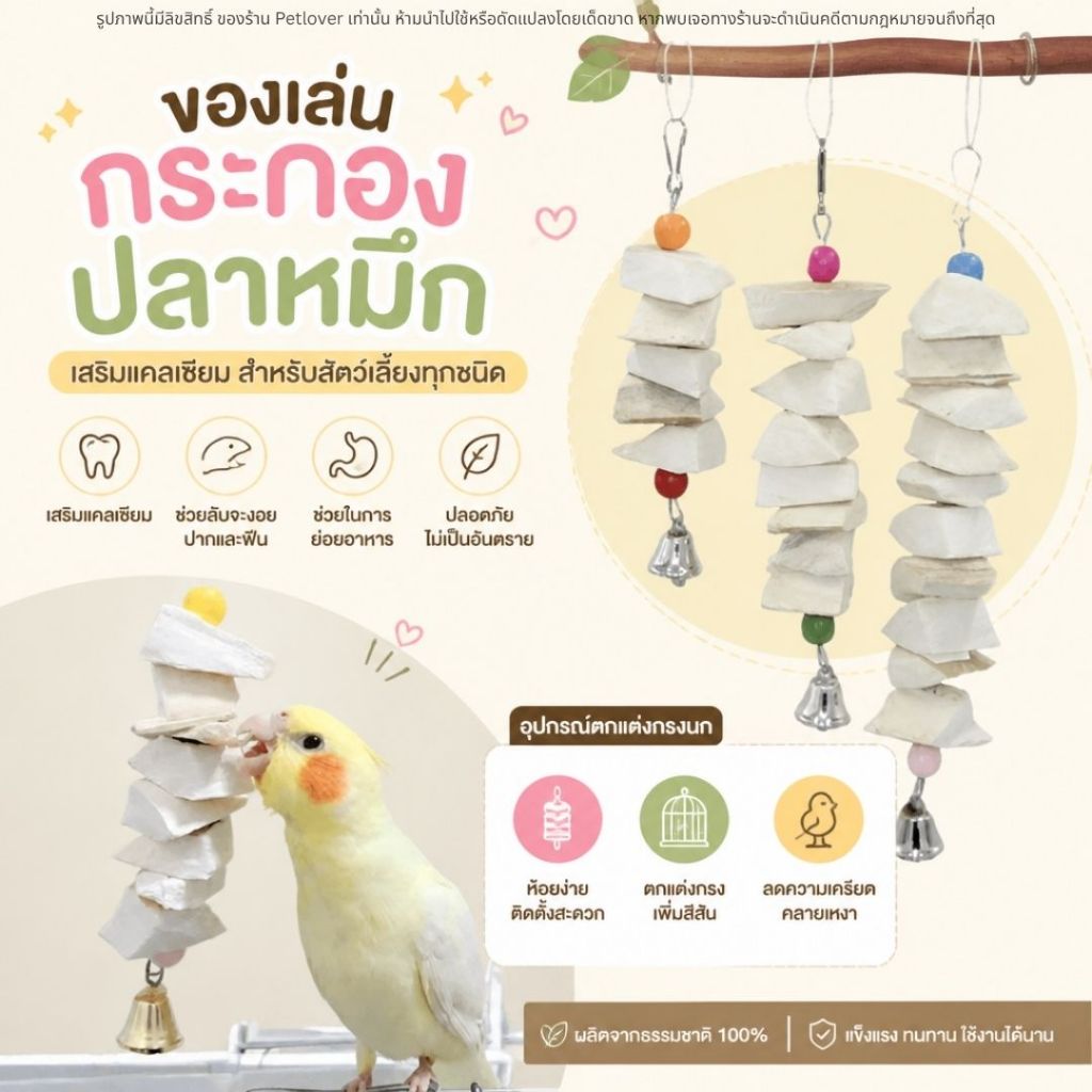 ของเล่นแขวนกรง กระดองปลาหมึก เสริมแคลเซี่ยม สำหรับสัตว์เลี้ยงทุกชนิด